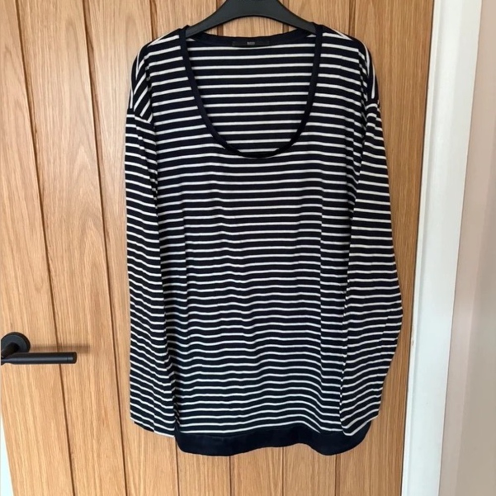 H&M Navy and White Striped Long Sleeve Top